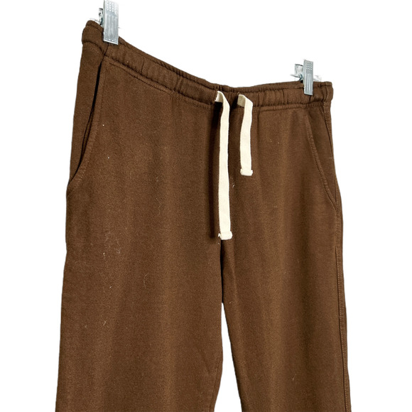 Monrow Women's Jogger Pants Drawstring Brown Loose Tapered Cotton High Rise XS - Picture 3 of 8